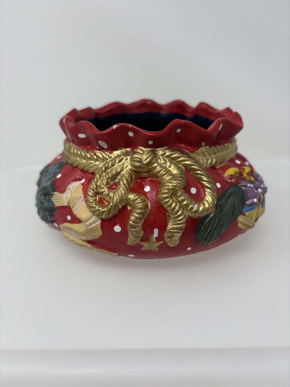 Ceramic Santa Toy Bag Sack Planter Bowl Festive Christmas Decor